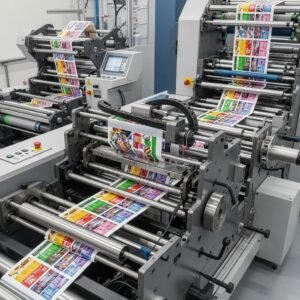 Advanced flexo printing machine printing vibrant designs on flexible packaging