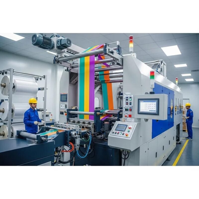 Blown stretch film machine producing high-strength packaging solutions in a manufacturing environment