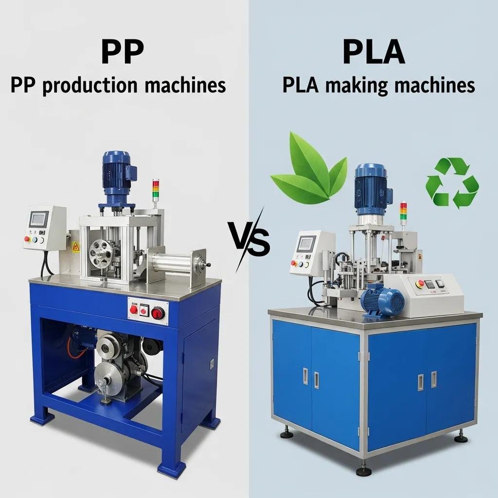 PP and PLA straw production machines comparison, highlighting features, efficiency, and sustainability aspects.