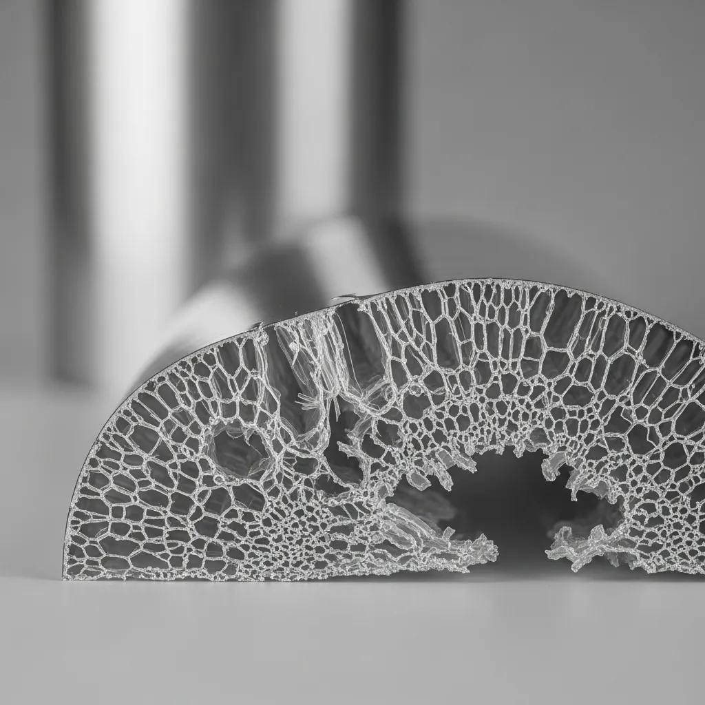 Cross-section of blown film illustrating surface defects from melt fracture, highlighting quality issues in film production related to gauge variation and extrusion process challenges.