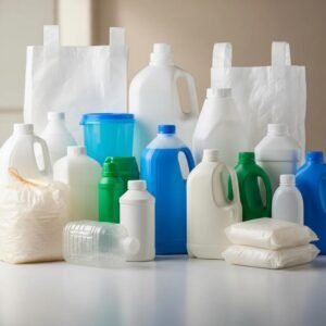 HDPE products including bags and containers showcasing versatility and durability